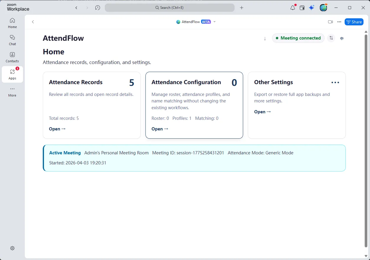 Settings Panel (Zoom Main Client)