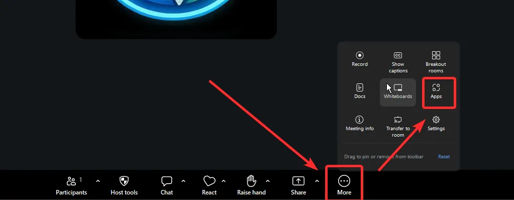 Zoom Apps Panel Location