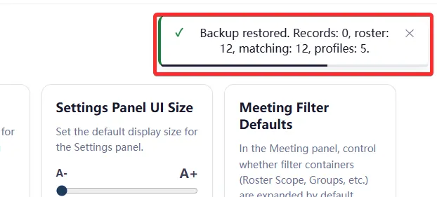 Data successfully restored from file